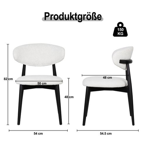 Lot De 2 Chaises En Bois Noir Avec Assise Blanche, Cadre Frêne