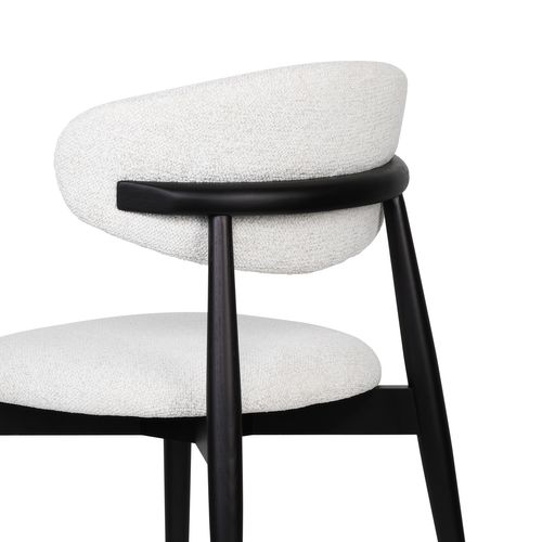 Lot De 2 Chaises En Bois Noir Avec Assise Blanche, Cadre Frêne