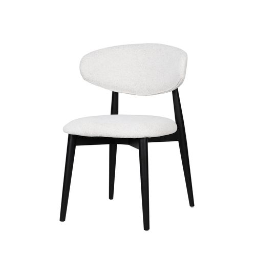 Lot De 2 Chaises En Bois Noir Avec Assise Blanche, Cadre Frêne
