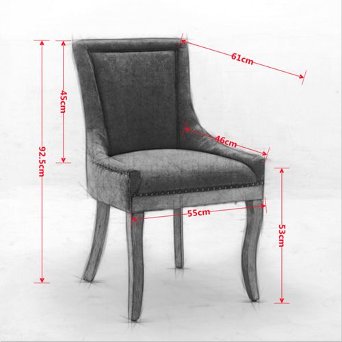Chaises De Salle à Manger En Tissu Gris Avec Pieds Bois Et Rivets Bronze, 2 Pièces