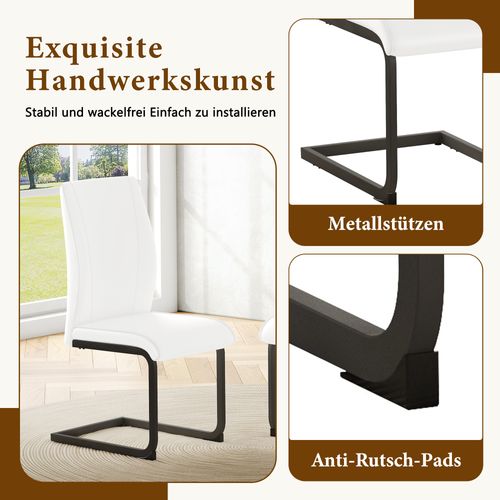 Lot De 2 Chaises De Salle à Manger En Simili Blanc, Design Ergonomique Et Confortable