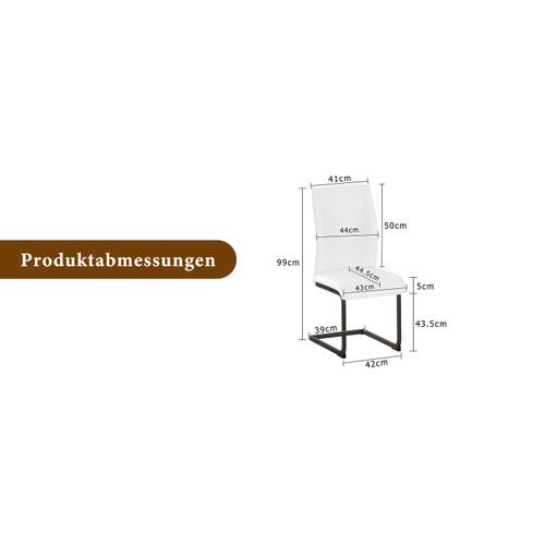 Lot De 2 Chaises De Salle à Manger En Simili Blanc, Design Ergonomique Et Confortable