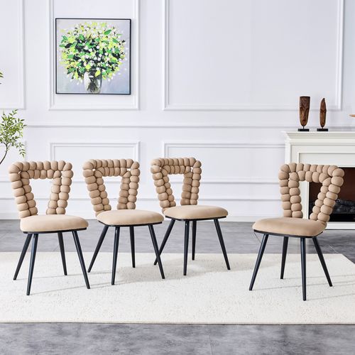 Lot De 2 Chaises Camel En Velours, Dossier Triangle, Pieds Métal Dorés