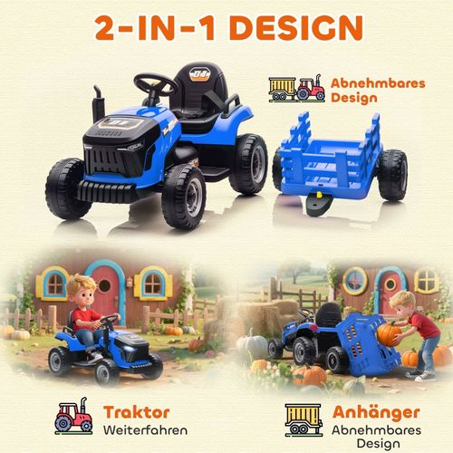 Tracteur électrique Enfant 3-8 Ans Avec Remorque Et Télécommande