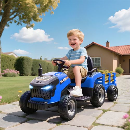 Tracteur électrique Enfant 3-8 Ans Avec Remorque Et Télécommande