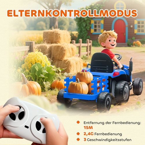 Tracteur électrique Enfant 3-8 Ans Avec Remorque Et Télécommande