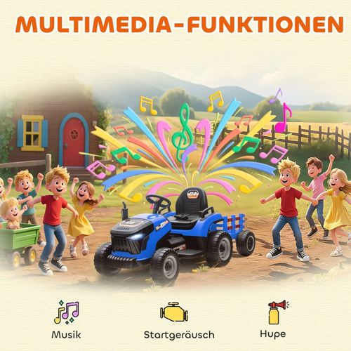 Tracteur électrique Enfant 3-8 Ans Avec Remorque Et Télécommande