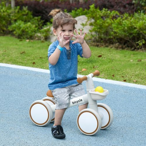 Draisienne Enfant 1-3 Ans, Siège Réglable, Roues Silencieuses, Brun/blanc
