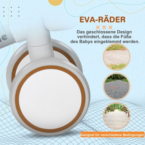Draisienne Enfant 1-3 Ans, Siège Réglable, Roues Silencieuses, Brun/blanc