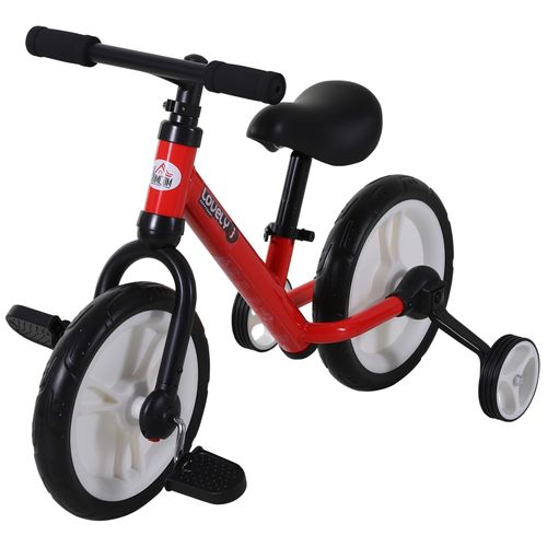 Vélo enfant 2-5 ans 2-en-1 draisienne évolutif avec pédales et stabilisateurs réglable rouge Vélo enfant 2-5 ans 2-en-1 draisienne évolutif avec pédales et stabilisateurs réglable rouge