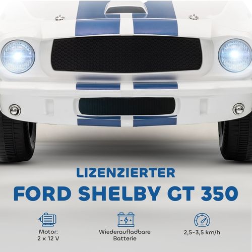 Voiture électrique Enfant 12v Ford Shelby Gt350 Avec Télécommande Et Musique, Blanche