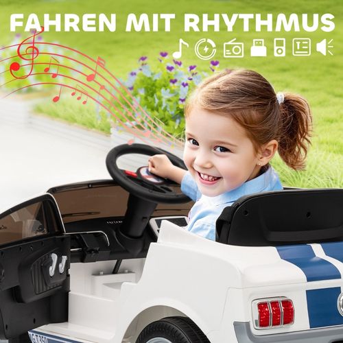 Voiture électrique Enfant 12v Ford Shelby Gt350 Avec Télécommande Et Musique, Blanche