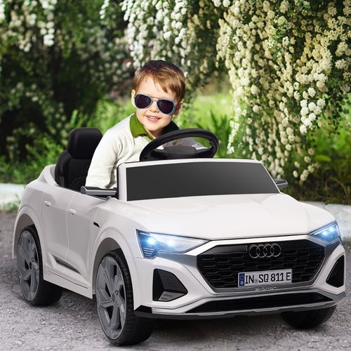 Voiture électrique Enfant 12v Audi Q8 Avec Télécommande, LED Et Musique, Blanche