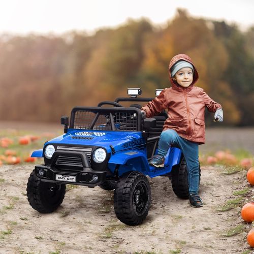 Voiture électrique Enfant 12v Avec Suspension, Télécommande Et LED, Bleu