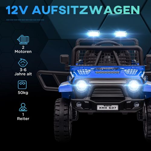 Voiture électrique Enfant 12v Avec Suspension, Télécommande Et LED, Bleu