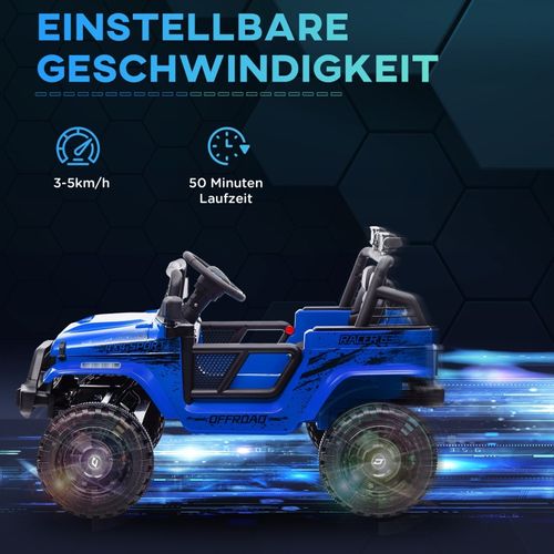 Voiture électrique Enfant 12v Avec Suspension, Télécommande Et LED, Bleu