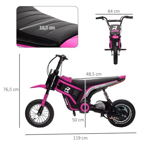 Moto électrique Enfant 24v Rose Avec Klaxon, Lumière Et 2 Vitesses 8-16 Km/h