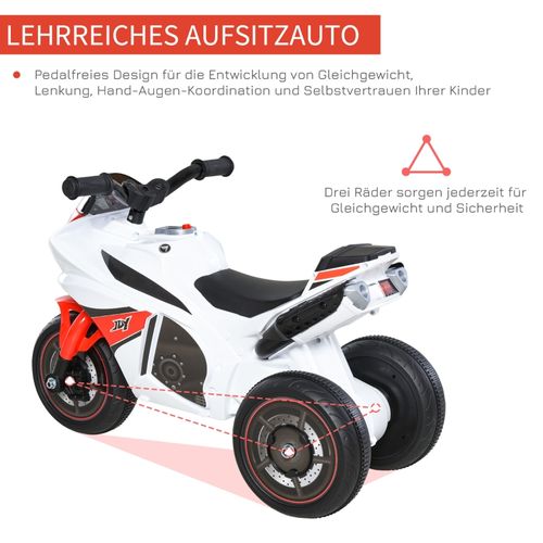 Moto-trotteur Blanche Pour Enfants 18-36 Mois Avec Musique Et Lumière