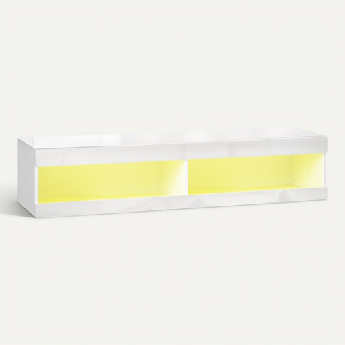 Meuble TV mural  140 Cm Avec Éclairage LED Rgb Et Rangements Ouverts
