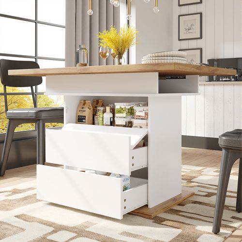 Table Extensible Blanche 110–140 Cm Avec Rangements Et Porte Soft-close