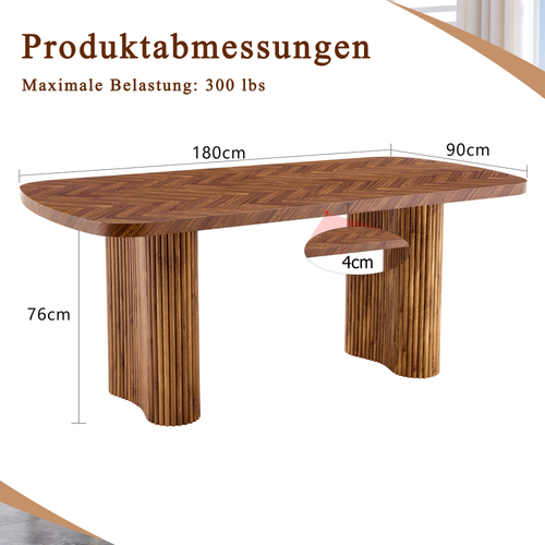 Table à Manger 180x90 Cm Bois Noyer Avec Pieds En Arc