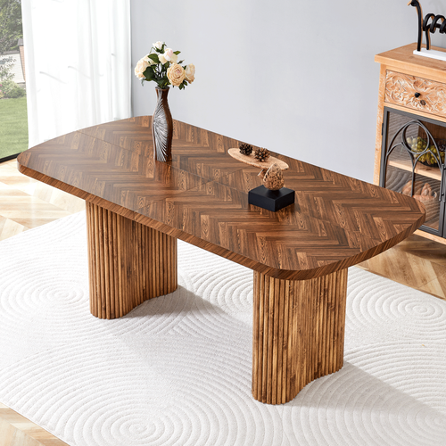 Table à Manger 180x90 Cm Bois Noyer Avec Pieds En Arc