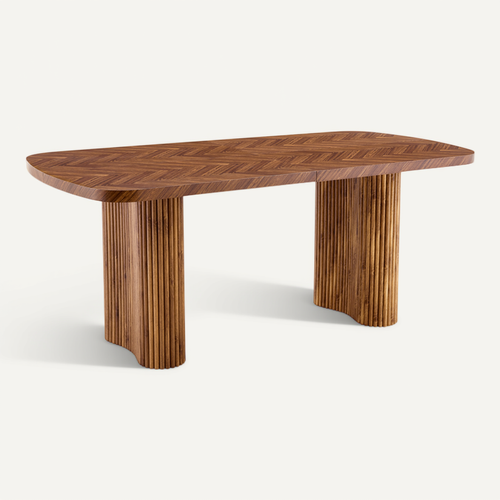 Table à Manger 180x90 Cm Bois Noyer Avec Pieds En Arc