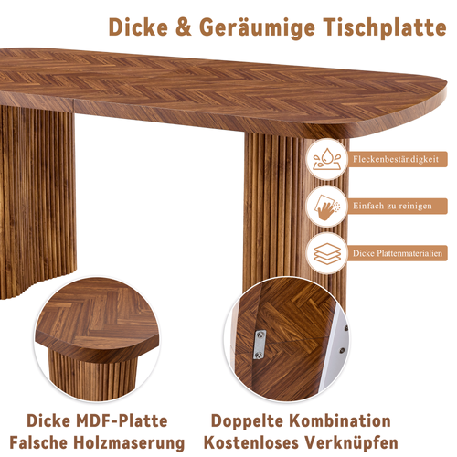 Table à Manger 180x90 Cm Bois Noyer Avec Pieds En Arc