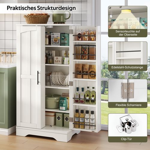 Buffet Blance 120×60×40 cm Avec LED Sensorielle Et étagères Modulables