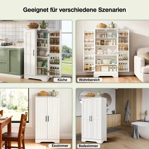 Buffet Blance 120×60×40 cm Avec LED Sensorielle Et étagères Modulables