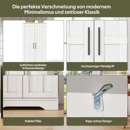 Buffet Blance 120×60×40 cm Avec LED Sensorielle Et étagères Modulables