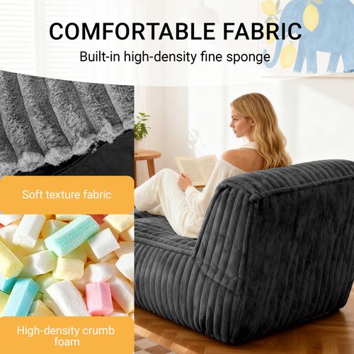 Chauffeuse De Sol Modulable Convertible En Lit, Velours Côtelé Gris Foncé