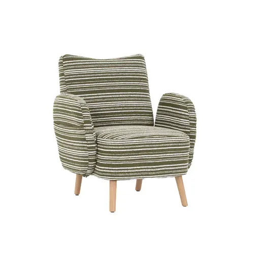Fauteuil Moderne En Tissu à Motifs Circulaires Avec Poches Latérales Et Pieds En Bois, Vert Olive