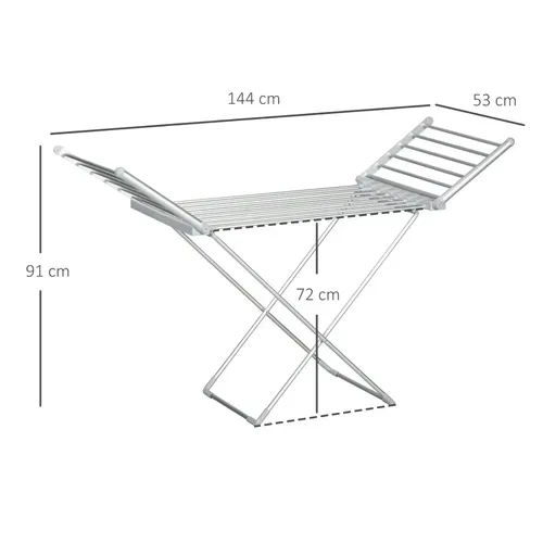 étendoir à Linge Pliable Avec Chauffage, 45-55 ℃, Grand Espace De Séchage, 144×53×96 Cm