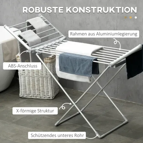étendoir à Linge Pliable Avec Chauffage, 45-55 ℃, Grand Espace De Séchage, 144×53×96 Cm