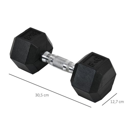Set De 2 Haltères Hexagonaux 8 Kg En Fonte Gainée, Poignées Moletées Pour Entraînement Intensif