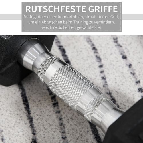 Set De 2 Haltères Hexagonaux 8 Kg En Fonte Gainée, Poignées Moletées Pour Entraînement Intensif