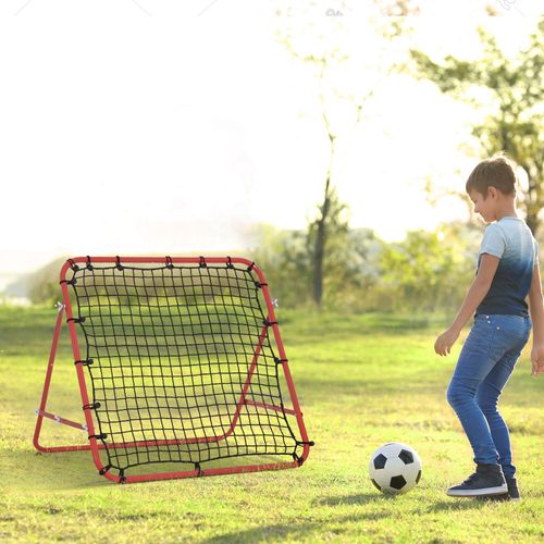 Rebondisseur De Football Pliable 96x80x96 cm, Filet Ajustable Rouge-noir Pour Entraînement