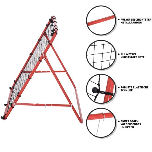 Rebondisseur De Football Pliable 96x80x96 cm, Filet Ajustable Rouge-noir Pour Entraînement