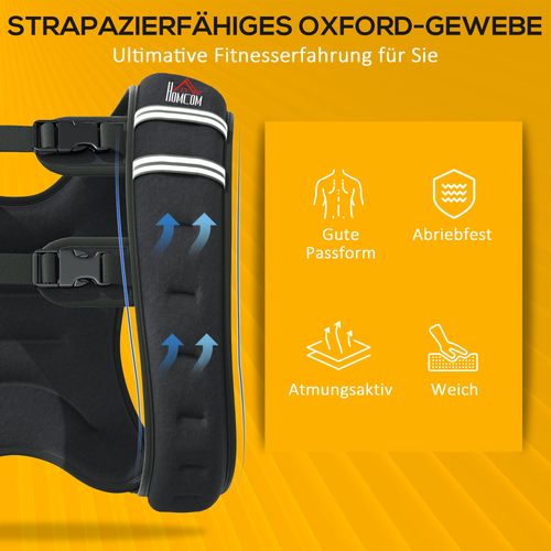 Gilet Lesté 10 Kg Réglable Pour Musculation, Oxford Et Sable Métallique, Noir