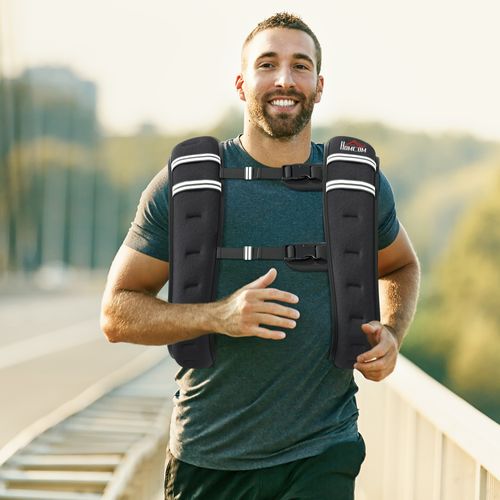 Gilet Lesté 10 Kg Réglable Pour Musculation, Oxford Et Sable Métallique, Noir