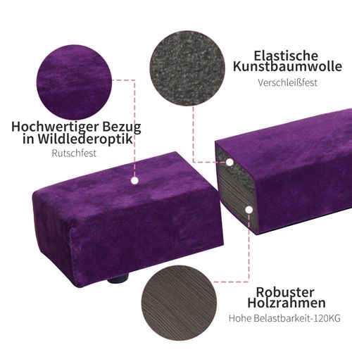 Poutre D'équilibre Pliable En Bois Avec Revêtement Antidérapant, 210 Cm, Violet
