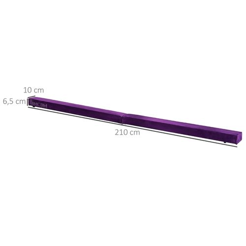 Poutre D'équilibre Pliable En Bois Avec Revêtement Antidérapant, 210 Cm, Violet