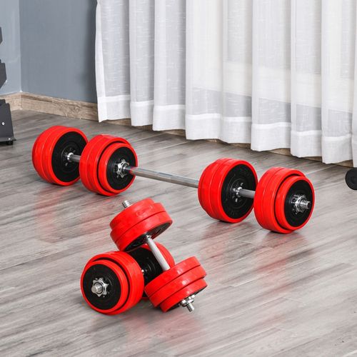 Haltères Et Barre Ajustables 20/30 Kg 2-en-1 Pour Musculation à Domicile