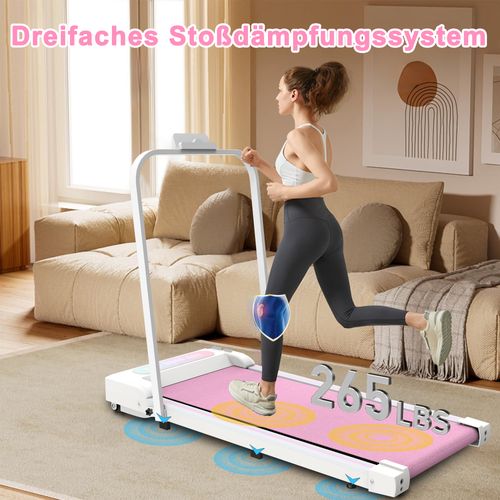 Tapis De Course Pliable Pour Maison Et Bureau, Walking Pad 2,5 Ps, Jusqu’à 8 Km/h, Rose