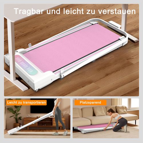 Tapis De Course Pliable Pour Maison Et Bureau, Walking Pad 2,5 Ps, Jusqu’à 8 Km/h, Rose