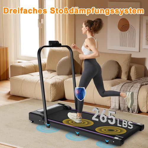 Tapis De Course Pliable Pour Maison Et Bureau, Walking Pad 2,5 Ps, Jusqu’à 8 Km/h, Noir