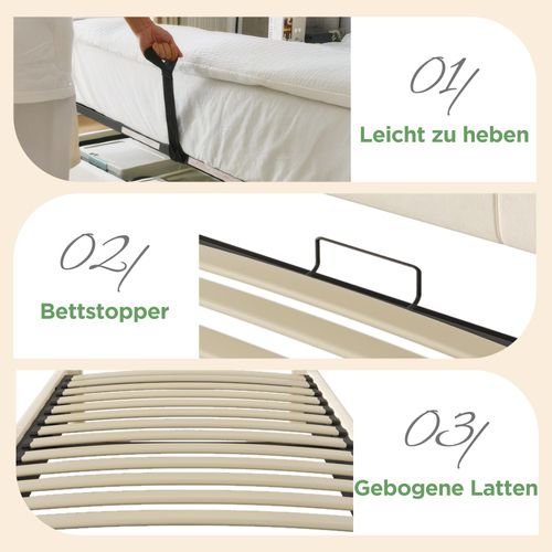 Lit Simple 90x200 Cm Avec Tête Réglable, LED, USB-c Et Matelas Inclus