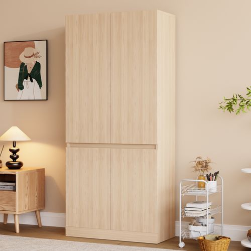 Armoire Double Porte 70x40x170 Cm Avec Grands Compartiments De Rangement, Bois