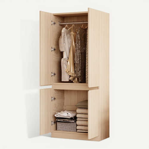 Armoire Double Porte 70x40x170 Cm Avec Grands Compartiments De Rangement, Bois